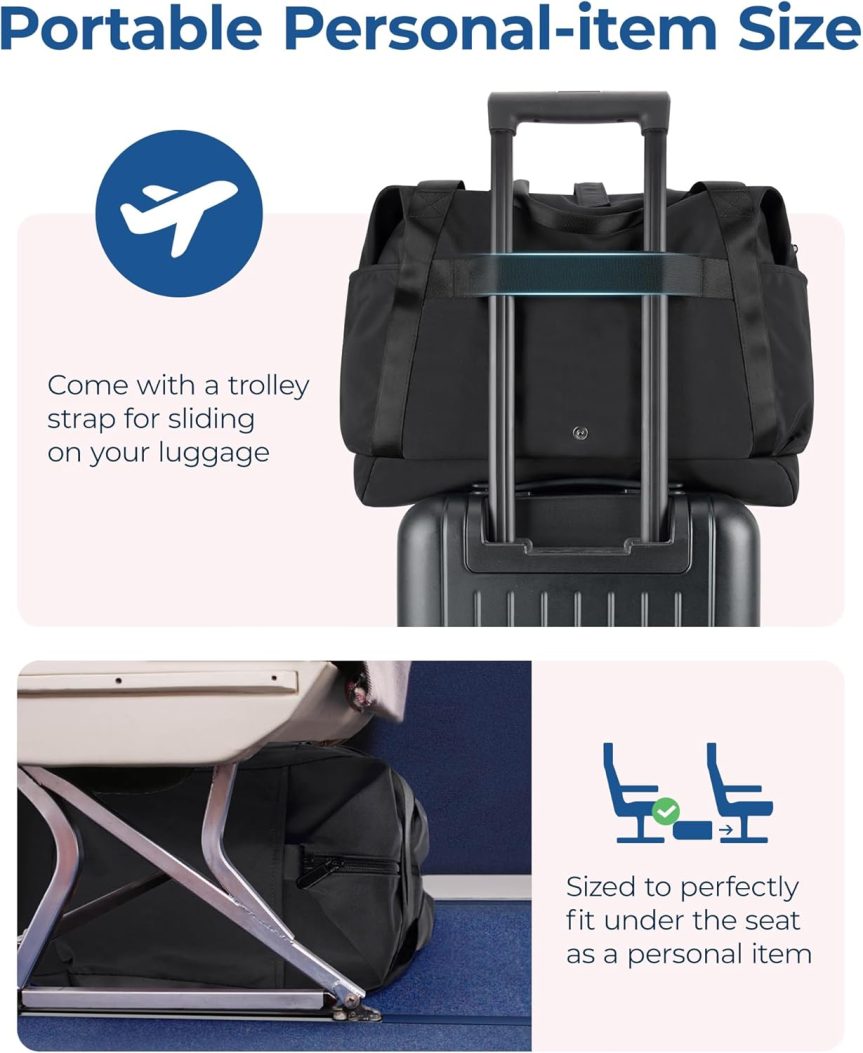 For Spirit Airlines Personal Item Bag, 23L Foldable Weekender Bags for Women Gym Tote Overnight Bag for Travel - Image 3