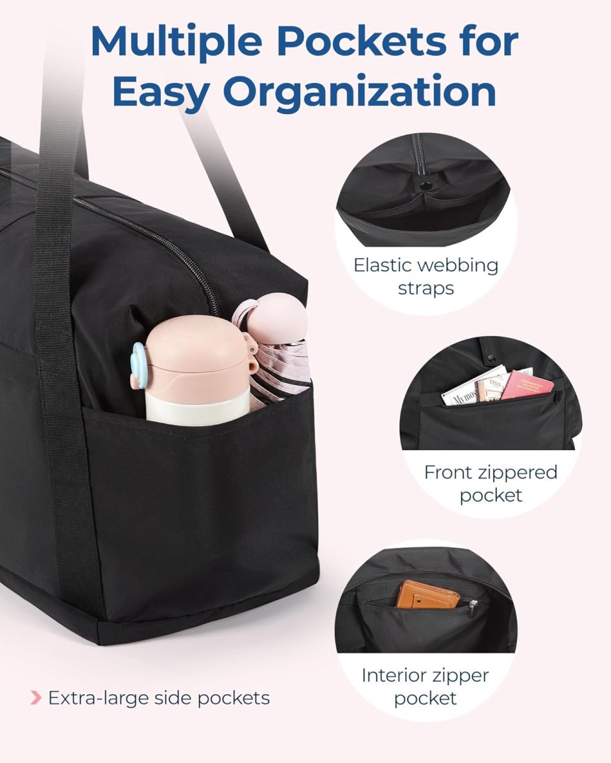 For Spirit Airlines Personal Item Bag, 23L Foldable Weekender Bags for Women Gym Tote Overnight Bag for Travel - Image 5