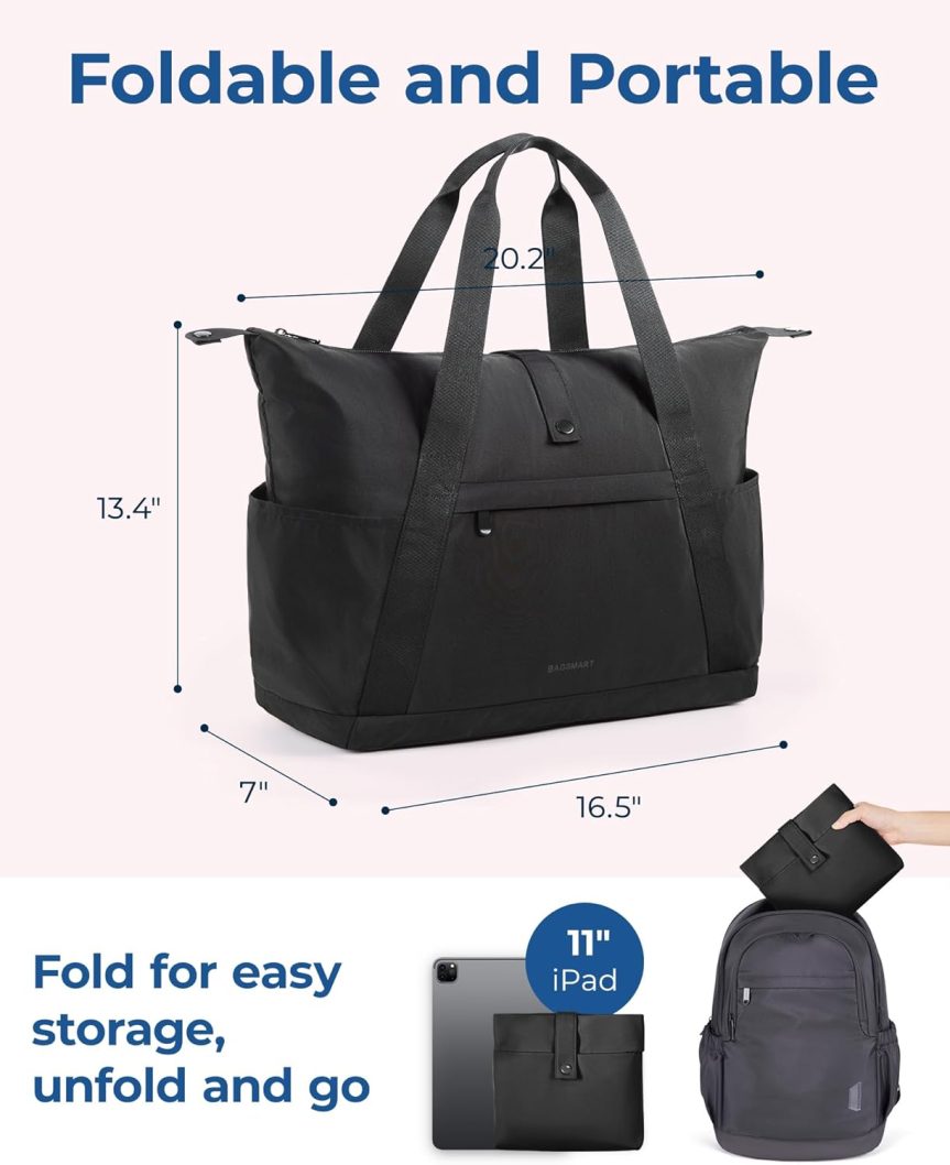For Spirit Airlines Personal Item Bag, 23L Foldable Weekender Bags for Women Gym Tote Overnight Bag for Travel - Image 6