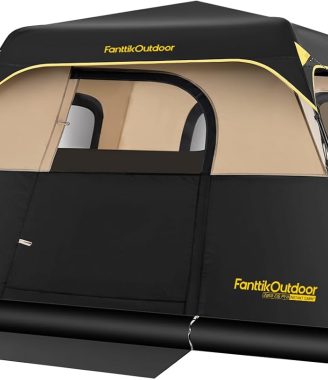 FanttikOutdoor Camping Tent 4/6/8/10 Person Instant Cabin Tent Setup in 60 Seconds with Rainfly & Windproof Portable with Carry Bag for Family Camping & Hiking